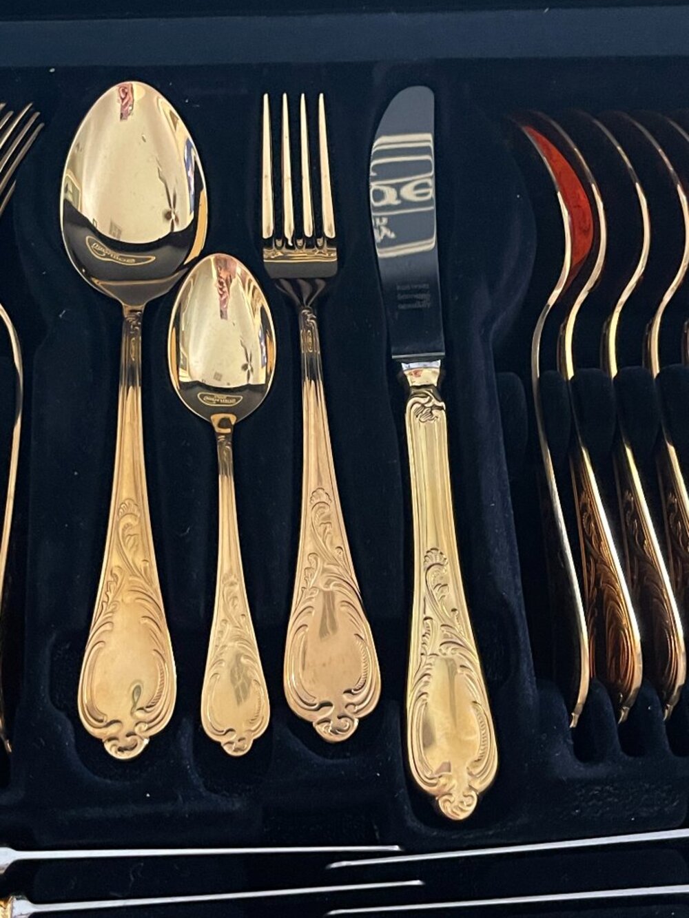 Soligen Gold Flatware Cutlery Full Set 70 Pc Germany Vintage In Case Used Once - Picture 4 of 15